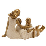 Mum and Children Lying Down Family Figurine - Cream & Gold