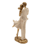 Kissing Couple Resin Figurine with Rock Base - Cream & Gold