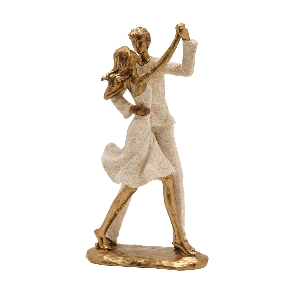 Dancing Couple Polystone Figurine 24.5cm - Cream & Gold
