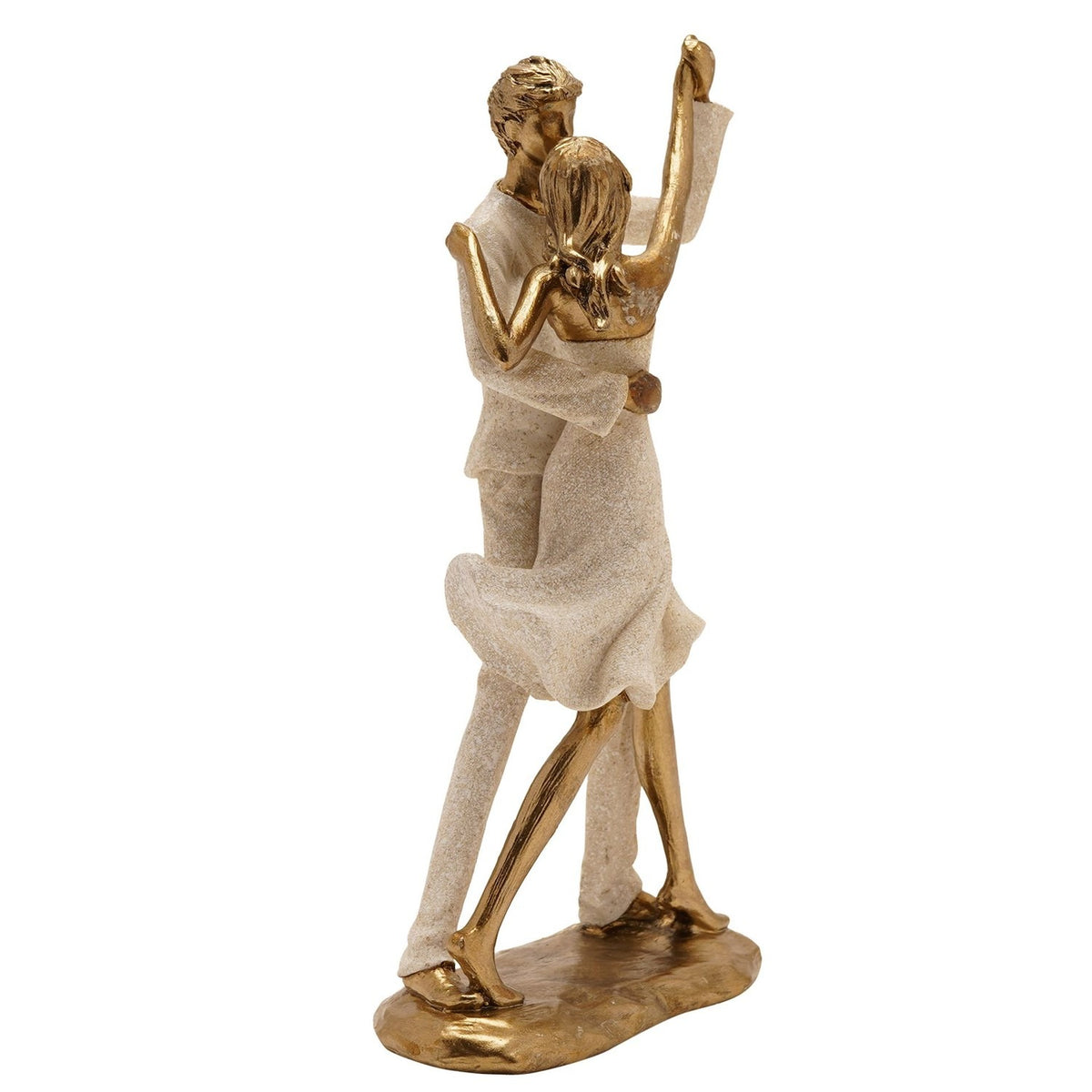 Dancing Couple Polystone Figurine 24.5cm - Cream & Gold