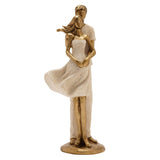 Windswept Couple Holding Hands Resin Figurine - Cream & Gold