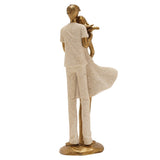 Windswept Couple Holding Hands Resin Figurine - Cream & Gold