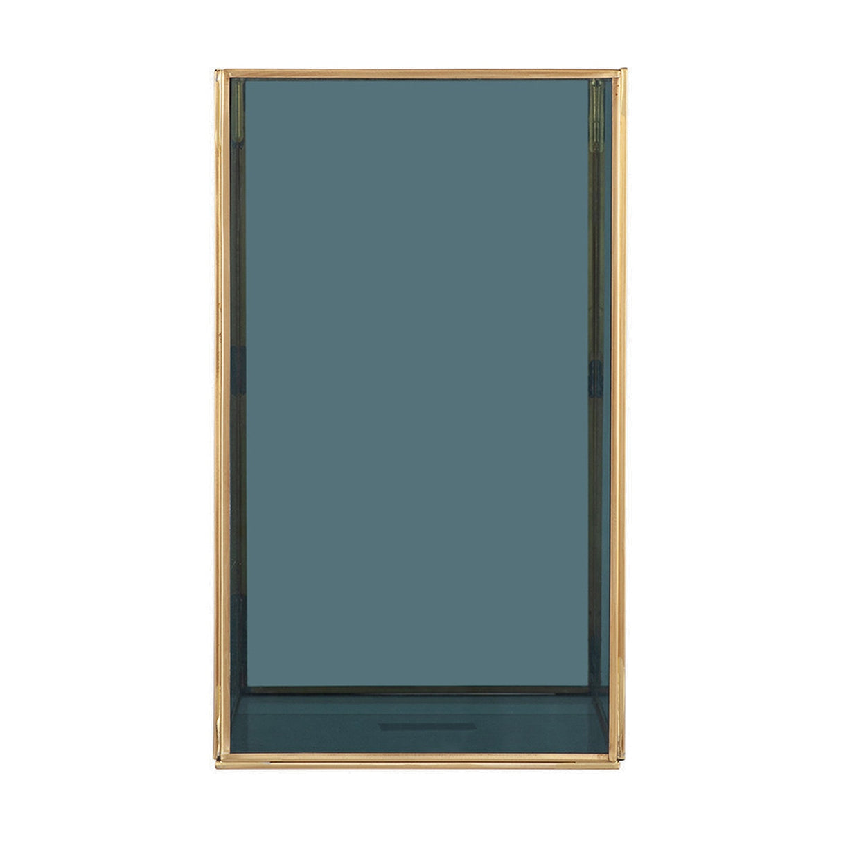 Brass & Smoked Glass Panelled Large Hurricane Lamp - 31cm