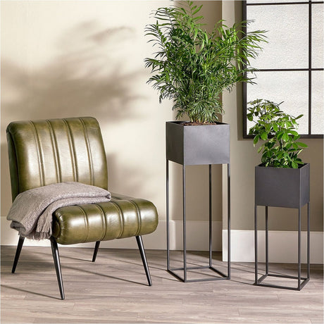 Set of 2 Graphite Iron Planters - 80cm
