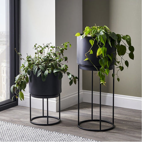 Set of 2 Graphite Iron Planters - 76cm