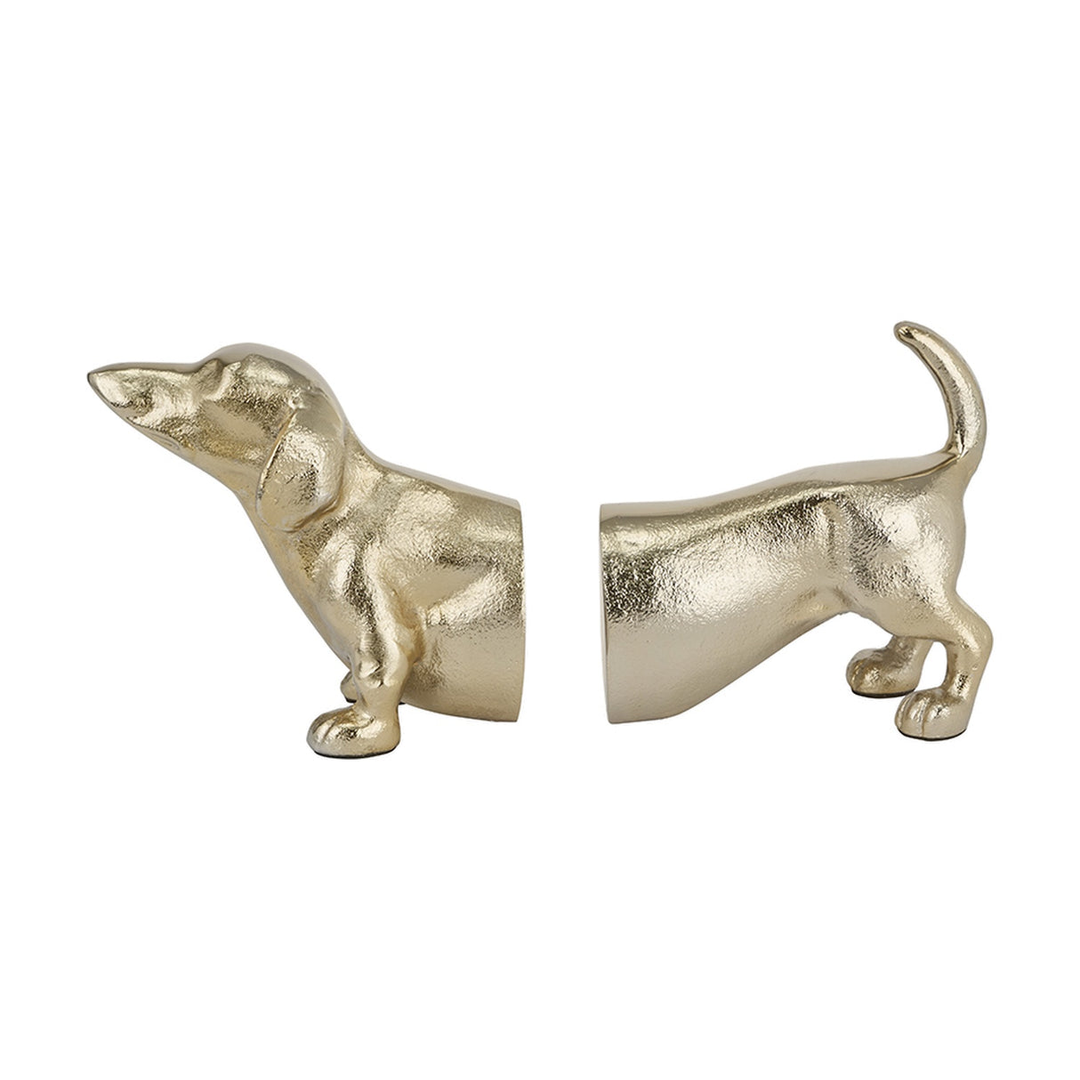 Gold Aluminium Sausage Dog Book Ends - 17cm