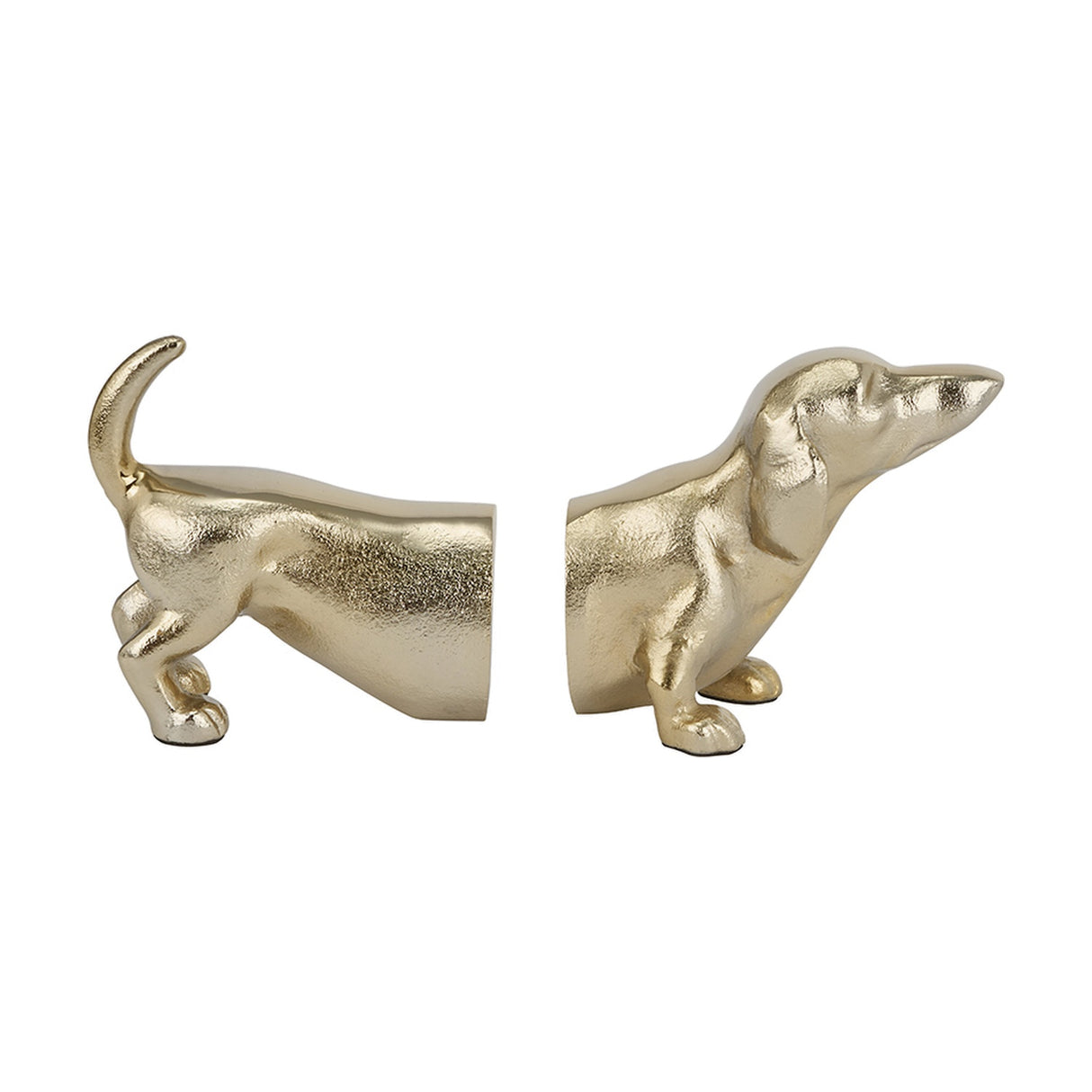 Gold Aluminium Sausage Dog Book Ends - 17cm