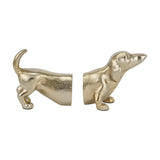 Gold Aluminium Sausage Dog Book Ends - 17cm