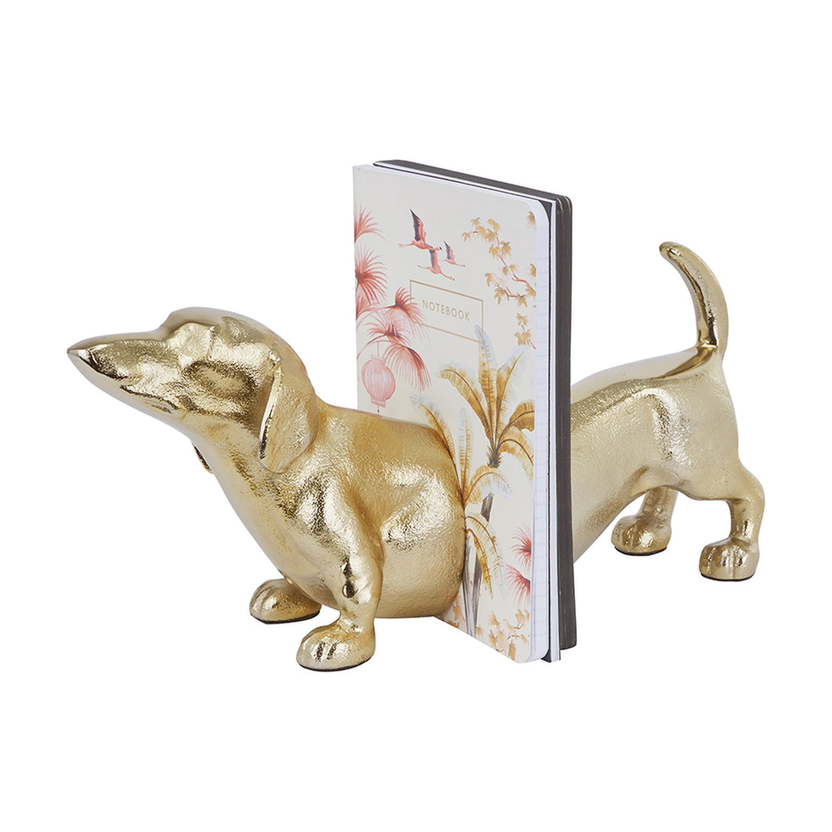 Gold Aluminium Sausage Dog Book Ends - 17cm