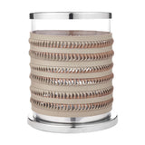 Silver Metal, Clear Glass & Grey Plaited Leather Small Hurricane Lamp