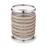 Silver Metal, Clear Glass & Grey Plaited Leather Small Hurricane Lamp
