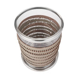 Silver Metal, Clear Glass & Grey Plaited Leather Small Hurricane Lamp