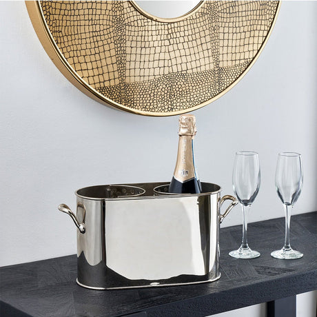 Silver Metal 2 Bottle Wine Holder - 18cm