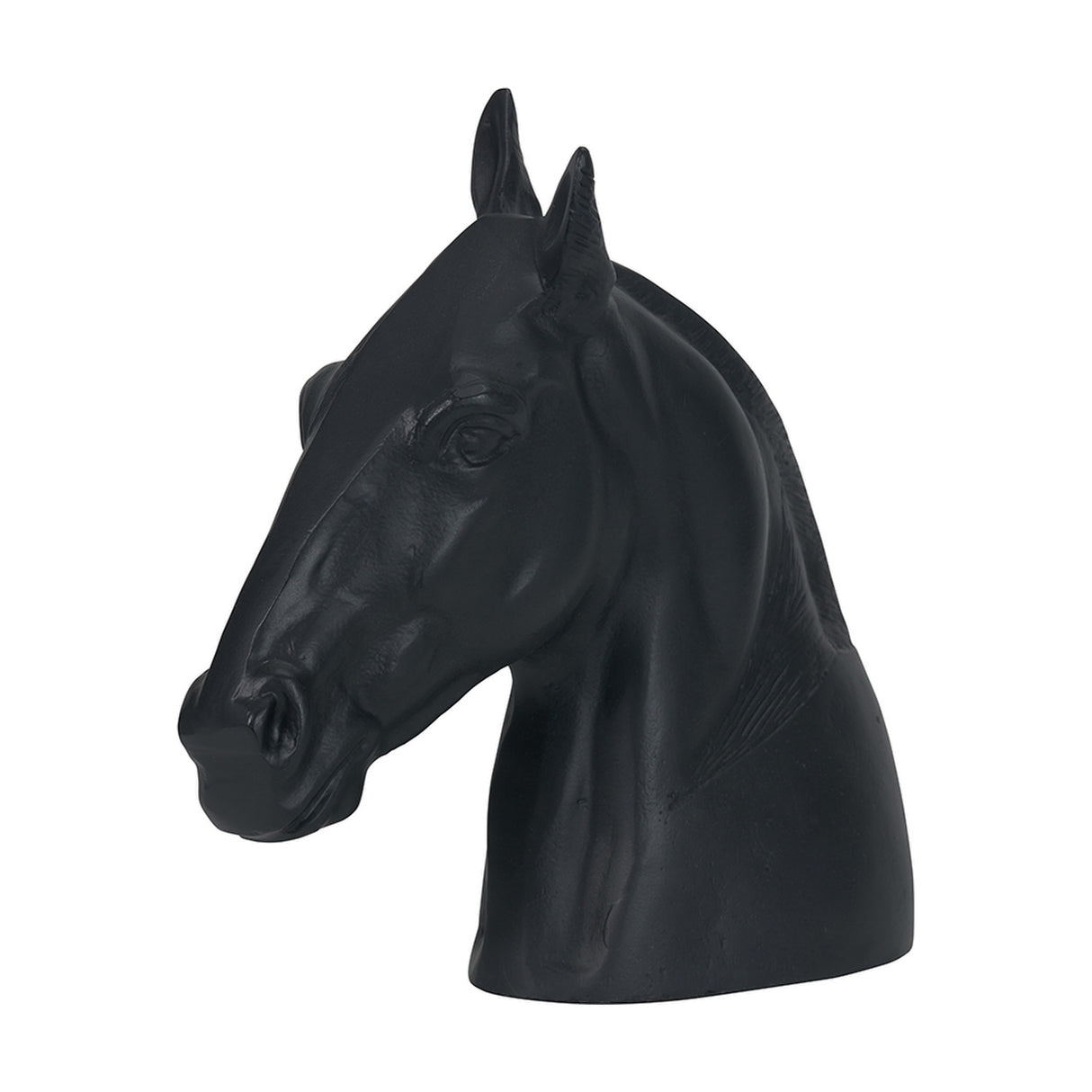 Matt Black Aluminium Horse Head Ornament - 28cm