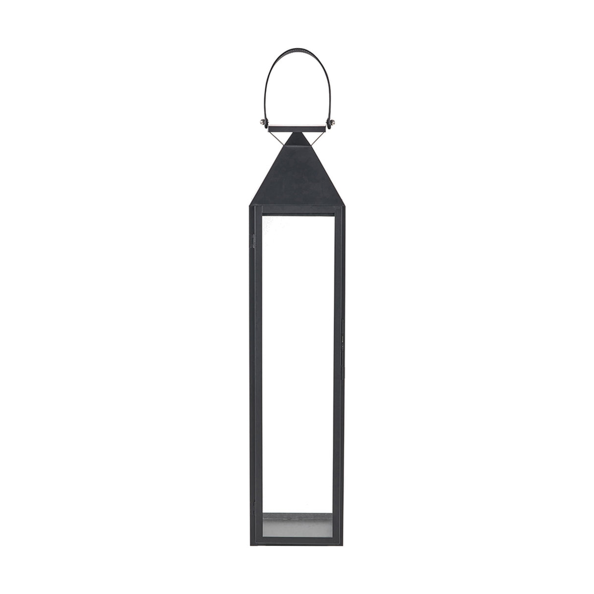 Black Stainless Steel & Glass Medium Tall Lantern - 81cm