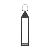 Black Stainless Steel & Glass Medium Tall Lantern - 81cm