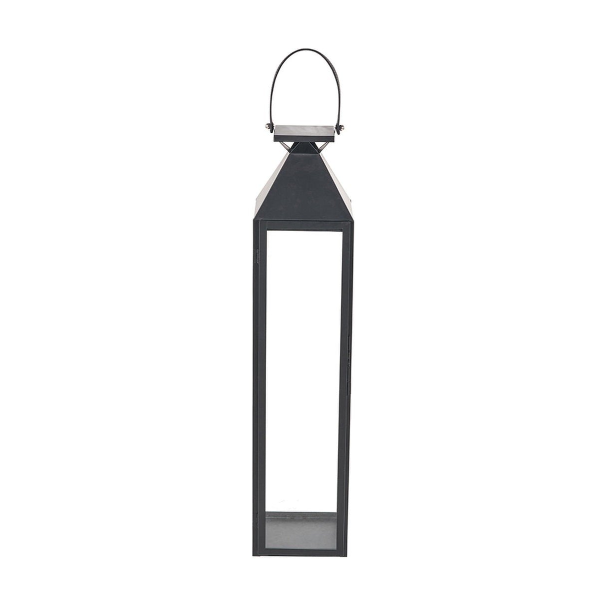 Black Stainless Steel & Glass Medium Tall Lantern - 81cm