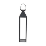 Black Stainless Steel & Glass Medium Tall Lantern - 81cm