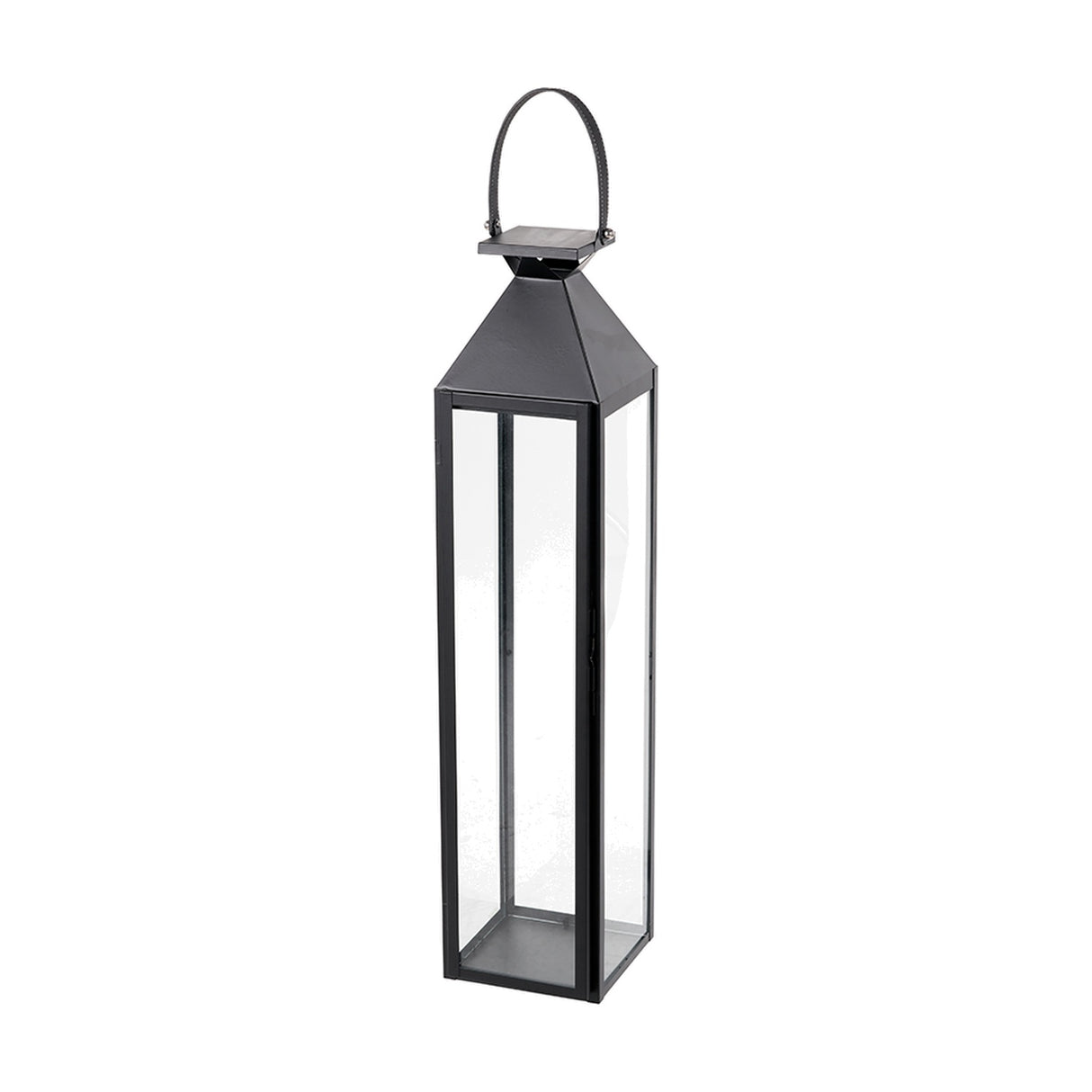 Black Stainless Steel & Glass Medium Tall Lantern - 81cm