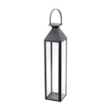Black Stainless Steel & Glass Medium Tall Lantern - 81cm