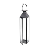 Black Stainless Steel & Glass Medium Tall Lantern - 81cm