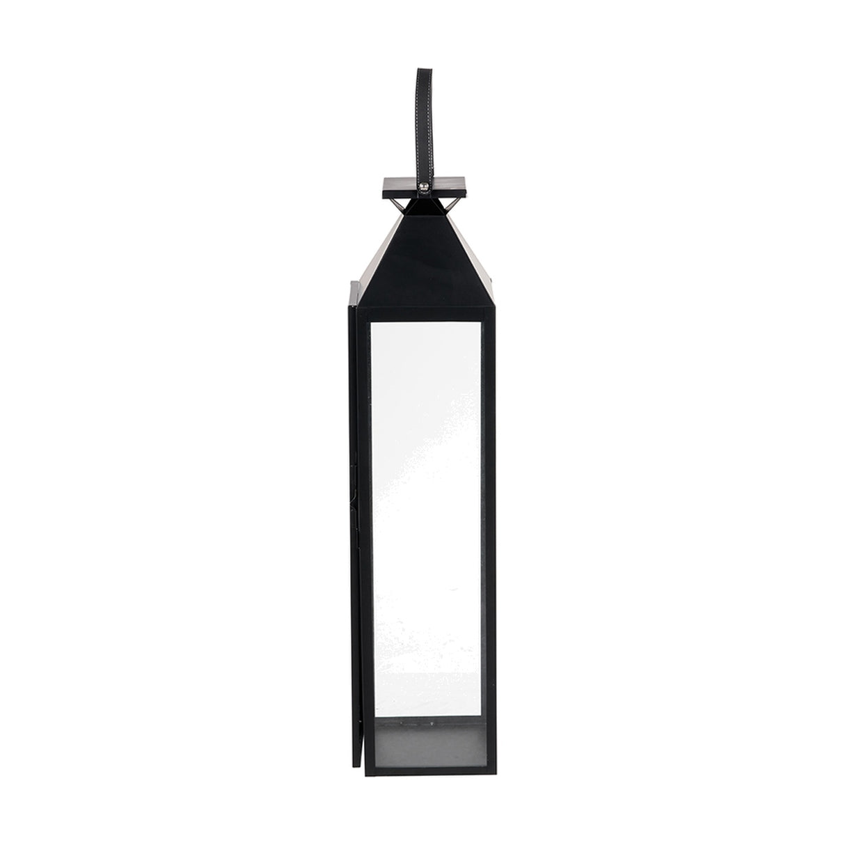 Black Stainless Steel & Glass Medium Tall Lantern - 81cm