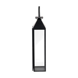 Black Stainless Steel & Glass Medium Tall Lantern - 81cm