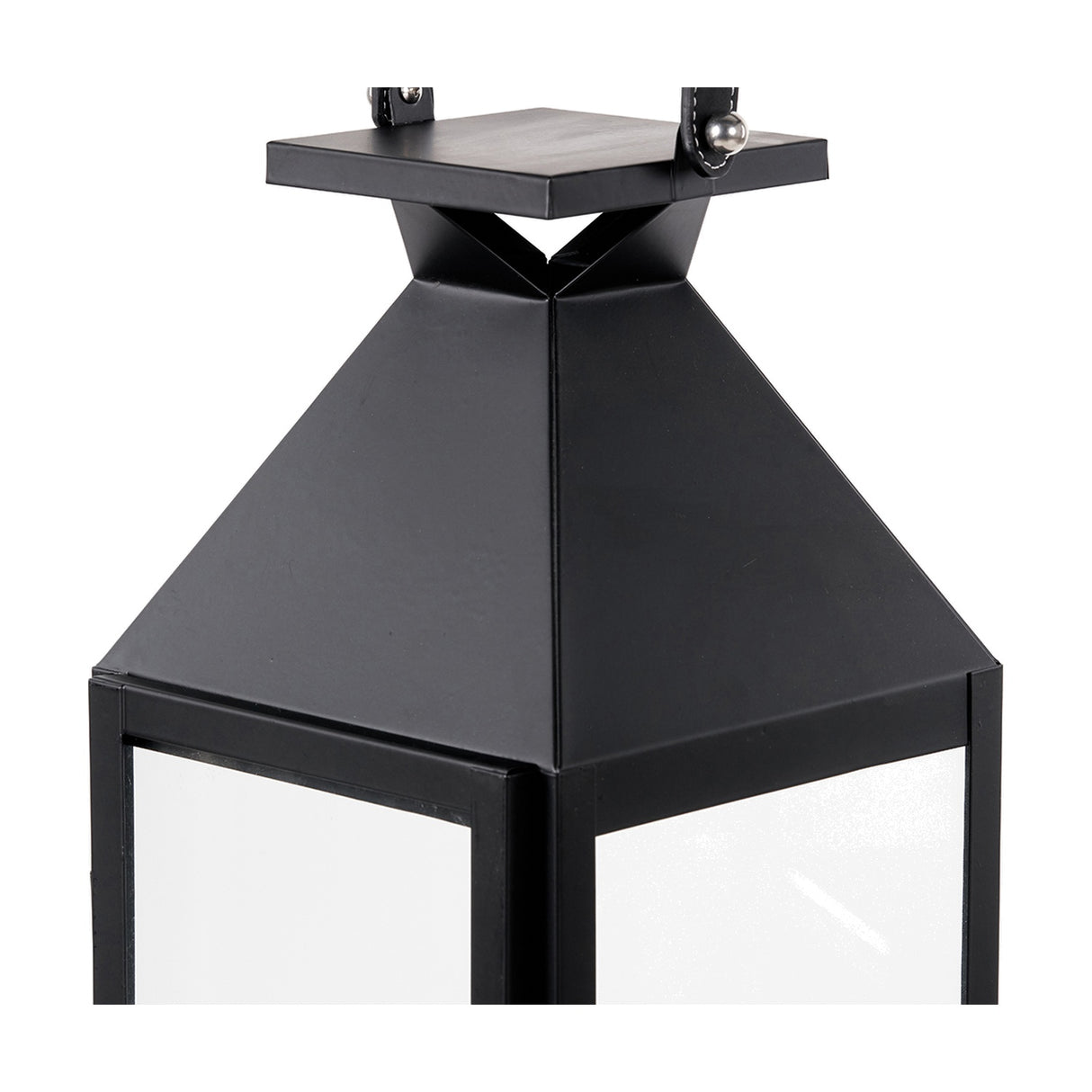 Black Stainless Steel & Glass Medium Tall Lantern - 81cm