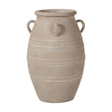 Grey Wash Fibrestone Decorative Ribbed Vase with Handles - 46cm