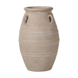 Grey Wash Fibrestone Decorative Ribbed Vase with Handles - 46cm