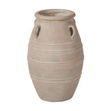 Grey Wash Fibrestone Decorative Ribbed Vase with Handles - 46cm
