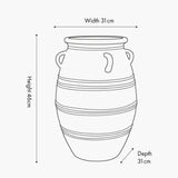 Grey Wash Fibrestone Decorative Ribbed Vase with Handles - 46cm