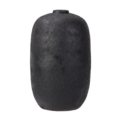 Matt Black Fibrestone Decorative Vase, 53cm tall, with a rounded body, textured matte finish, and narrow neck opening, shown on a plain white background.