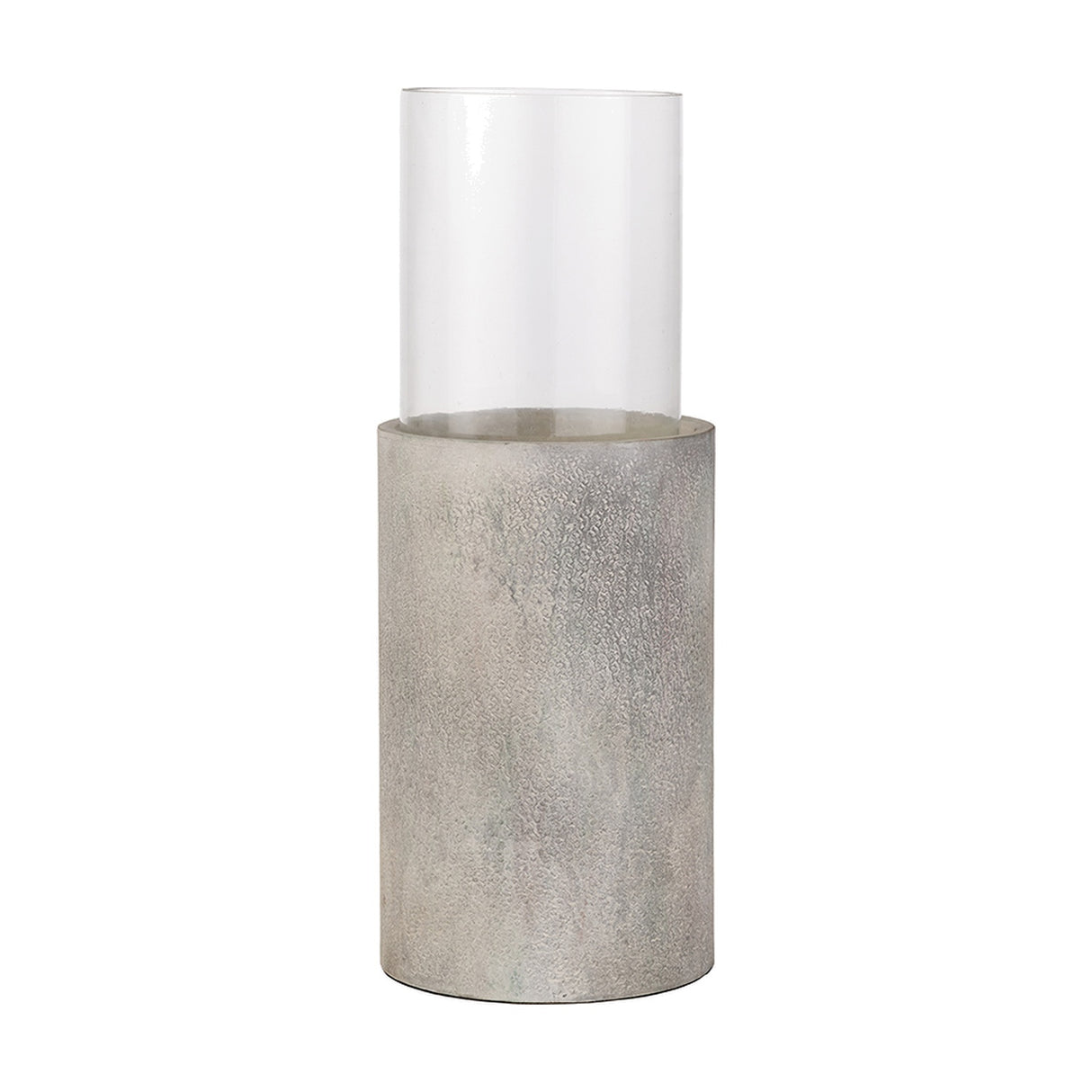 Stone Grey Aluminium & Clear Glass Large Hurricane Lamp - 63cm