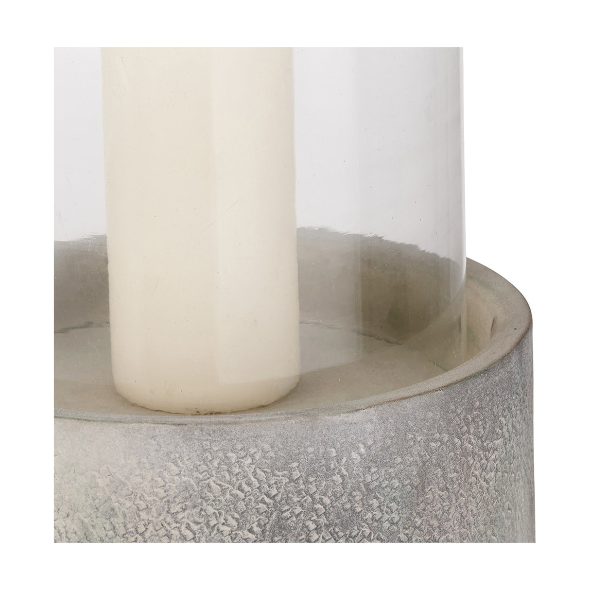Stone Grey Aluminium & Clear Glass Large Hurricane Lamp - 63cm