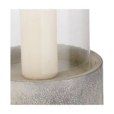 Stone Grey Aluminium & Clear Glass Large Hurricane Lamp - 63cm