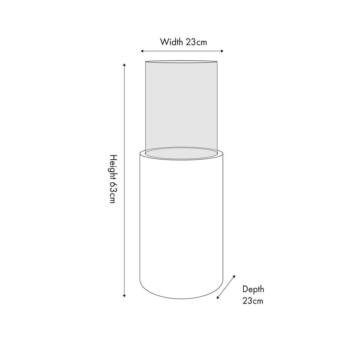 Stone Grey Aluminium & Clear Glass Large Hurricane Lamp - 63cm