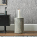 Stone Grey Aluminium & Clear Glass Large Hurricane Lamp - 63cm
