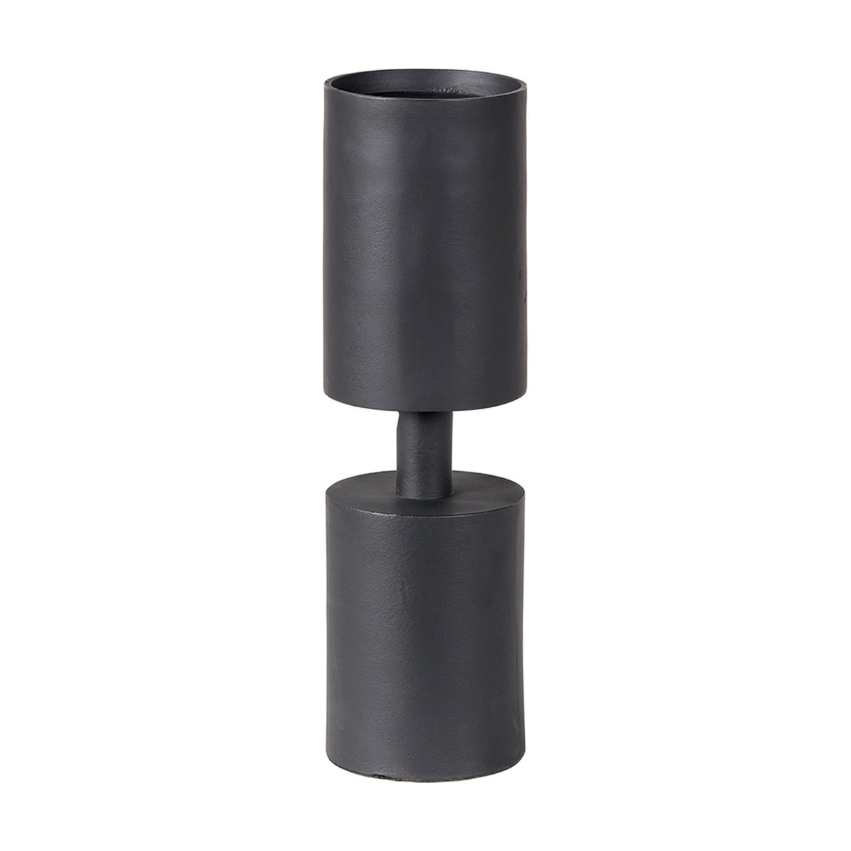 Matt Black Aluminium Pillar Large Candle Holder - 39cm