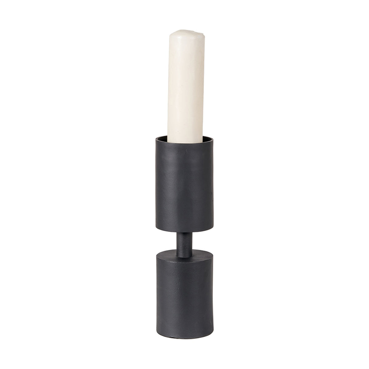 Matt Black Aluminium Pillar Large Candle Holder - 39cm