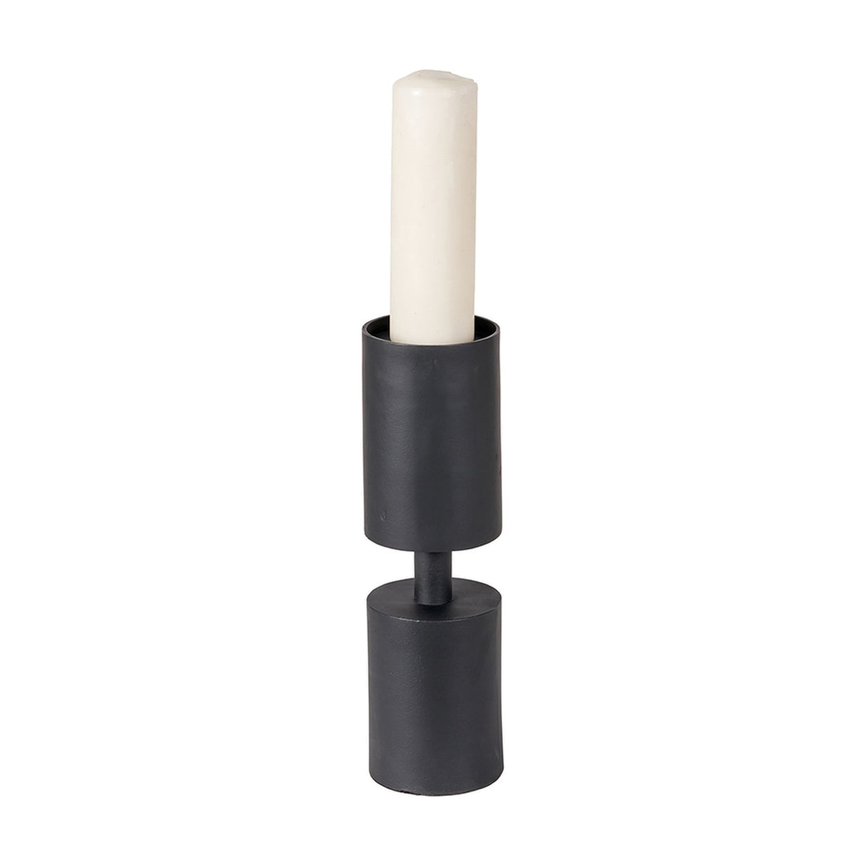 Matt Black Aluminium Pillar Large Candle Holder - 39cm
