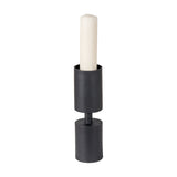Matt Black Aluminium Pillar Large Candle Holder - 39cm