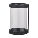 Black Ribbed Metal & Clear Glass Large Hurricane Lamp - 31cm