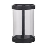 Black Ribbed Metal & Clear Glass Large Hurricane Lamp - 31cm