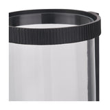 Black Ribbed Metal & Clear Glass Large Hurricane Lamp - 31cm