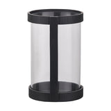 Black Ribbed Metal & Clear Glass Hurricane Lamp - 25cm