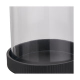 Black Ribbed Metal & Clear Glass Hurricane Lamp - 25cm