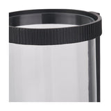 Black Ribbed Metal & Clear Glass Hurricane Lamp - 25cm