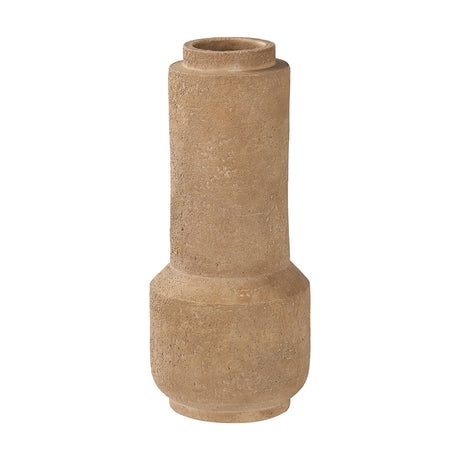 Gaiana Concrete Brown Stoneware Vase, 37cm tall with a textured finish, tall cylindrical neck and rounded base, shown against a plain white background.
