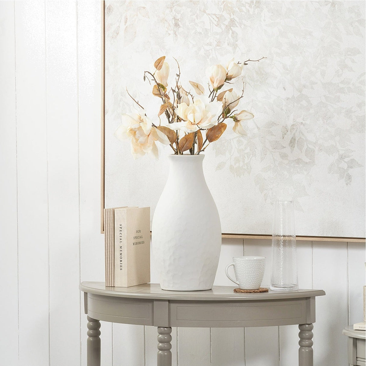 Eirene White Textured Stoneware Vase - 41cm
